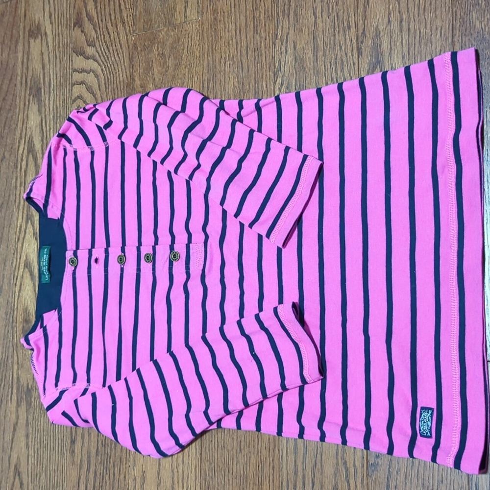 COPY - Ralph Lauren pink and navy Henley nwt
